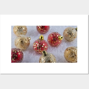 Red and Gold Christmas baubles Posters and Art